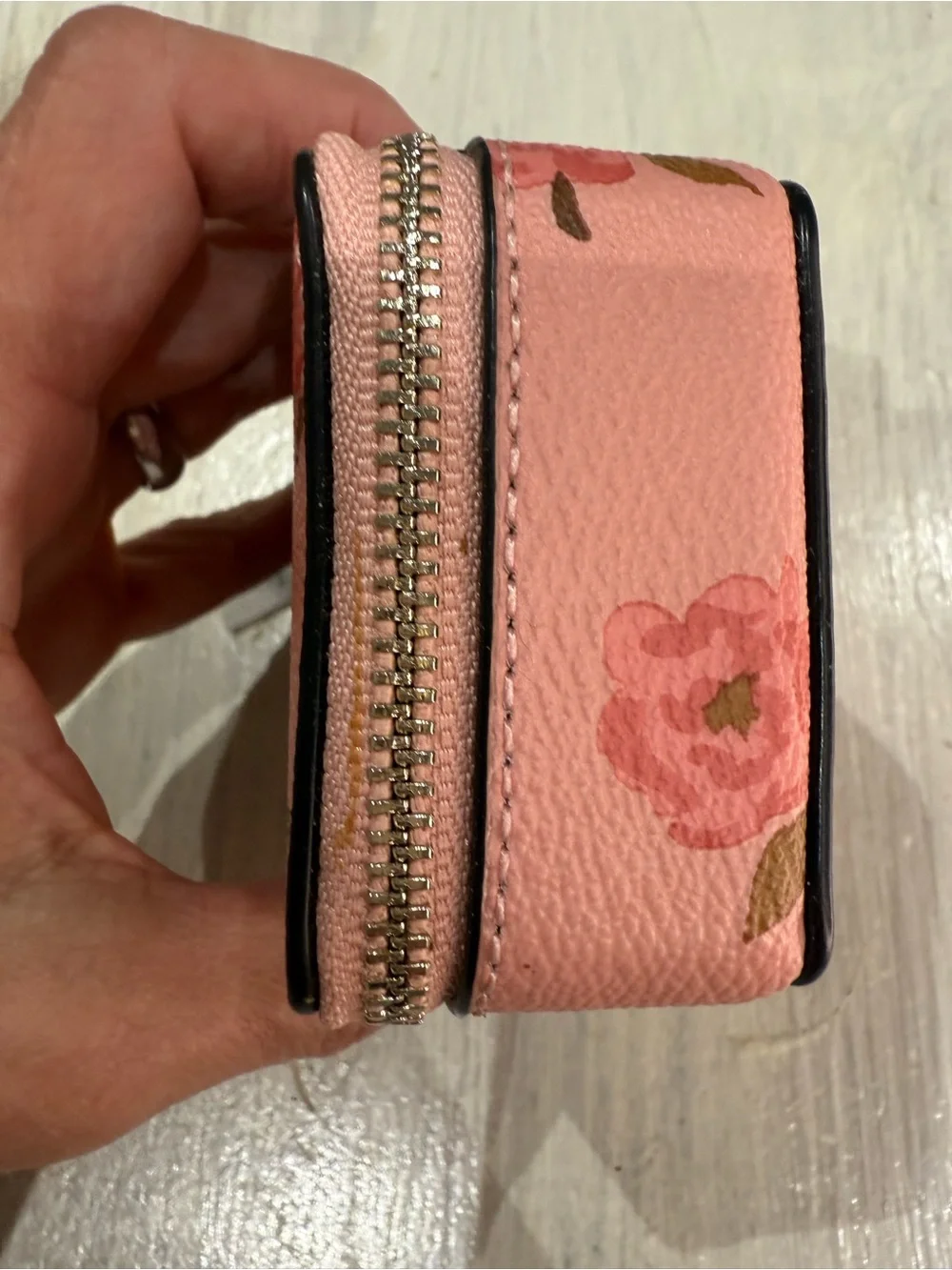 COACH Pink Floral Leather Zip Pill Case - Picture 5 of 9
